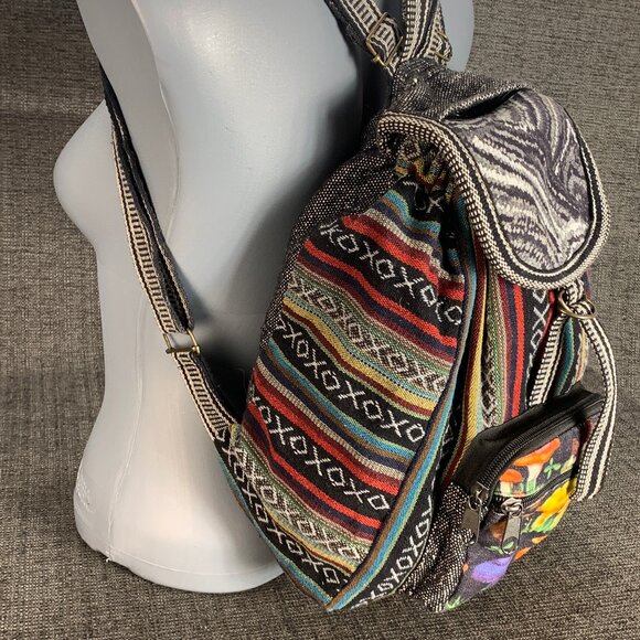 Kathmandu Imports Backpack - bag medium boho hippie festival colorful mushrooms - Picture 3 of 14